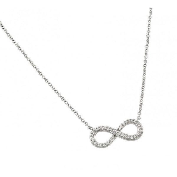 Silver 925 Rhodium Plated Clear CZ Infinity Pendant Necklace - STP01381RH | Silver Palace Inc.