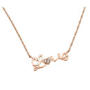Silver 925 Rose Gold Plated Clear CZ Love Pendant Necklace - STP01384RGP | Silver Palace Inc.