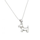 Silver 925 Rhodium Plated Clear CZ Dog Pendant Necklace - STP01385 | Silver Palace Inc.