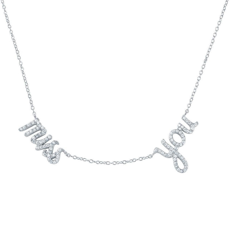 Silver 925 Rhodium Plated 'miss you' Pendant Necklace - STP01407 | Silver Palace Inc.