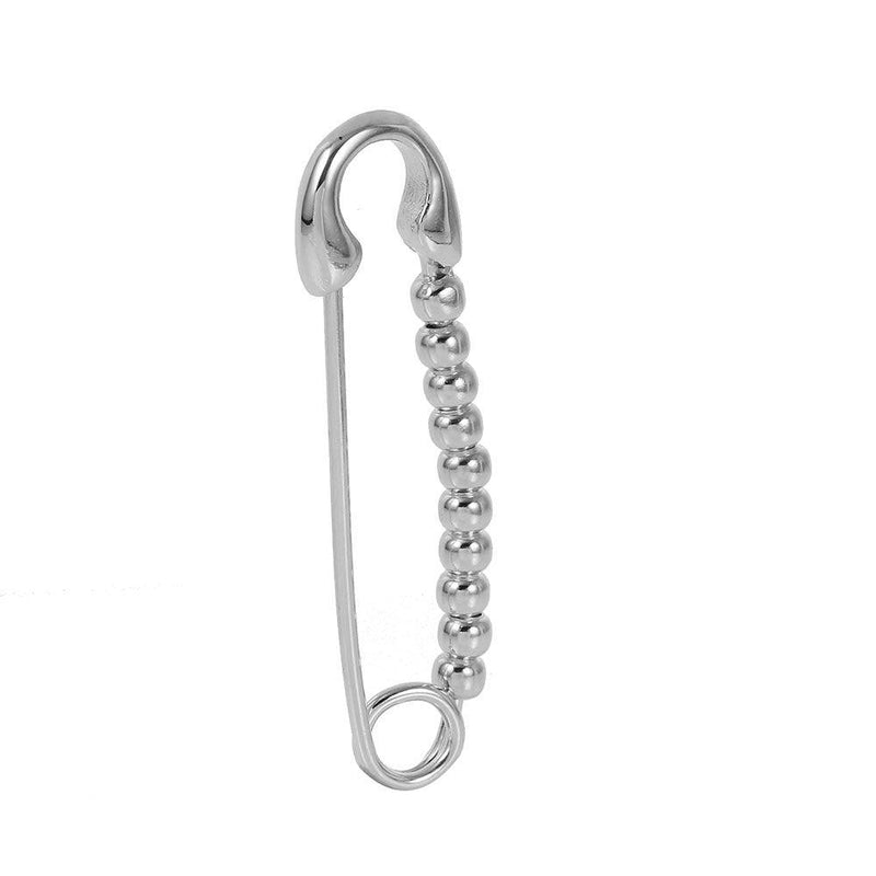 Silver 925 Rhodium Plated Bead Pin Necklace - STP01434RH | Silver Palace Inc.