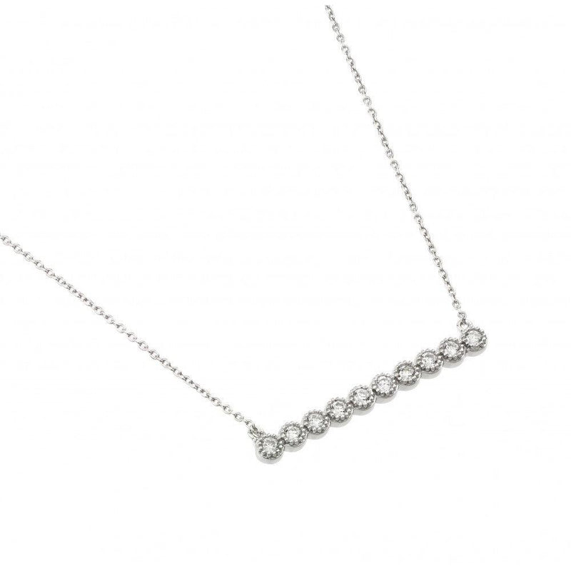 Silver 925 Rhodium Plated Clear CZ 10 Line Pendant Necklace - STP01446 | Silver Palace Inc.