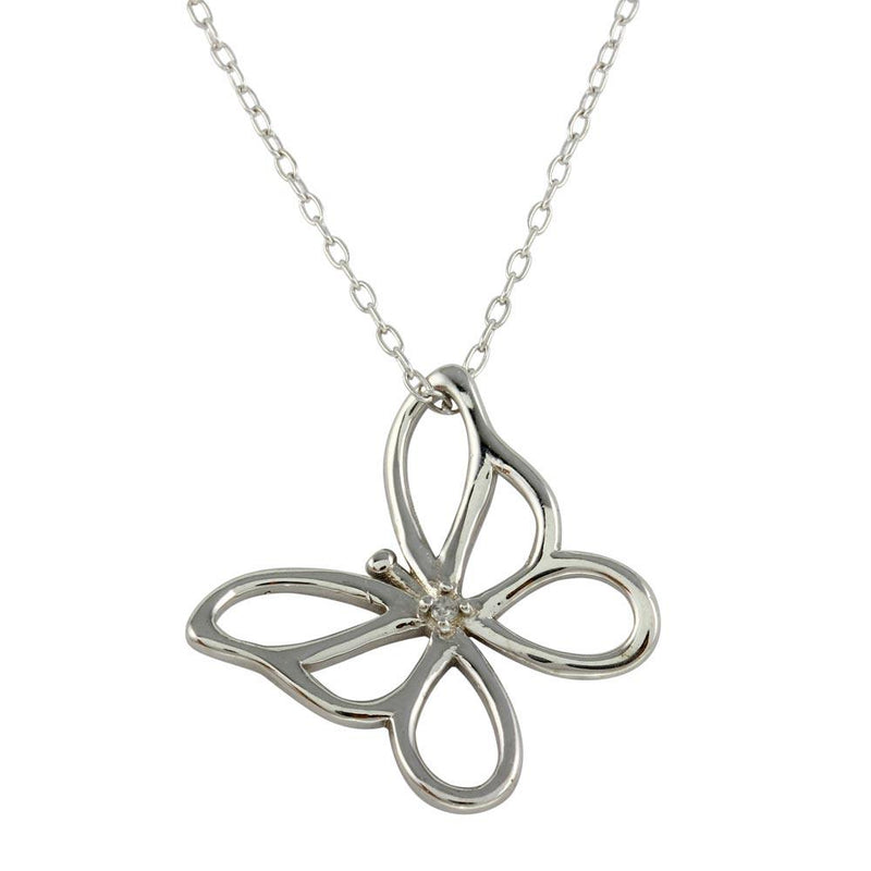 Silver 925 Rhodium Plated Open Butterfly Necklace - STP01480 | Silver Palace Inc.