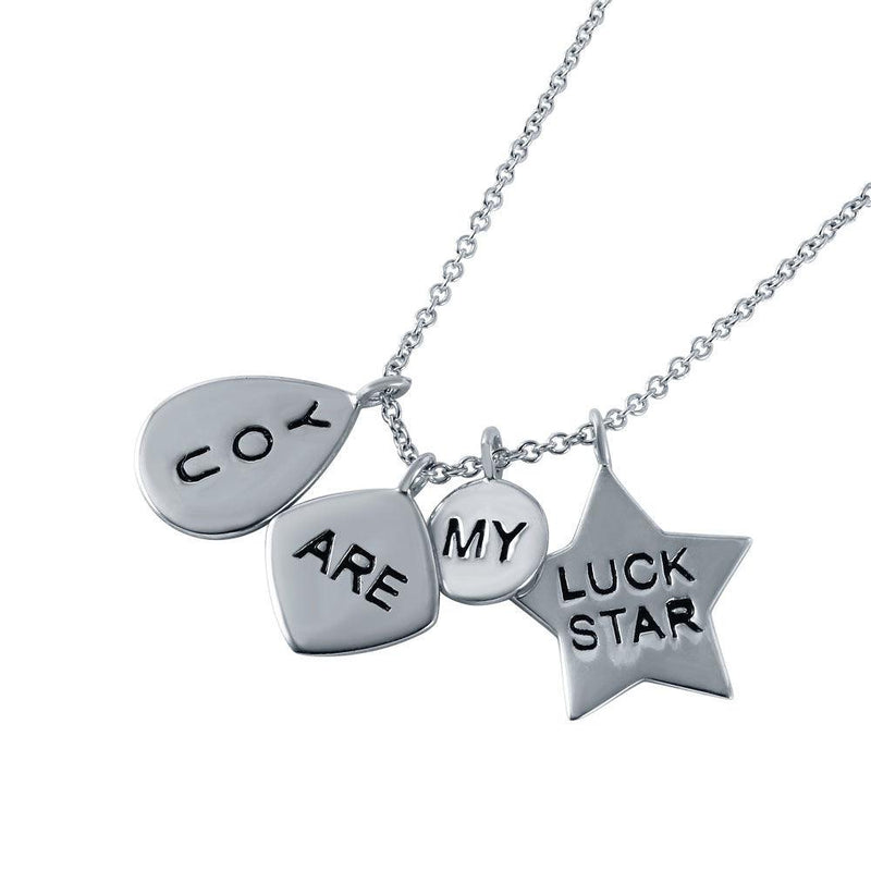 Silver 925 Rhodium Plated 'You Are My Lucky Star' Charm Necklace - STP01489 | Silver Palace Inc.