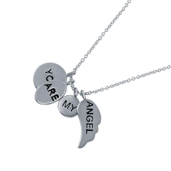 Silver 925 Rhodium Plated 'You Are My Angel' Charm Necklace - STP01490 | Silver Palace Inc.
