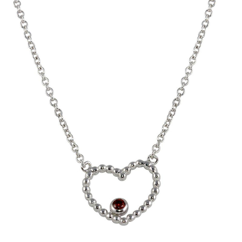 Silver 925 Rhodium Plated Heart Pendant with Red CZ - STP01512 | Silver Palace Inc.