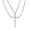 Silver 925 Rhodium Plated Multi Chain CZ Cross Necklace - STP01522 | Silver Palace Inc.
