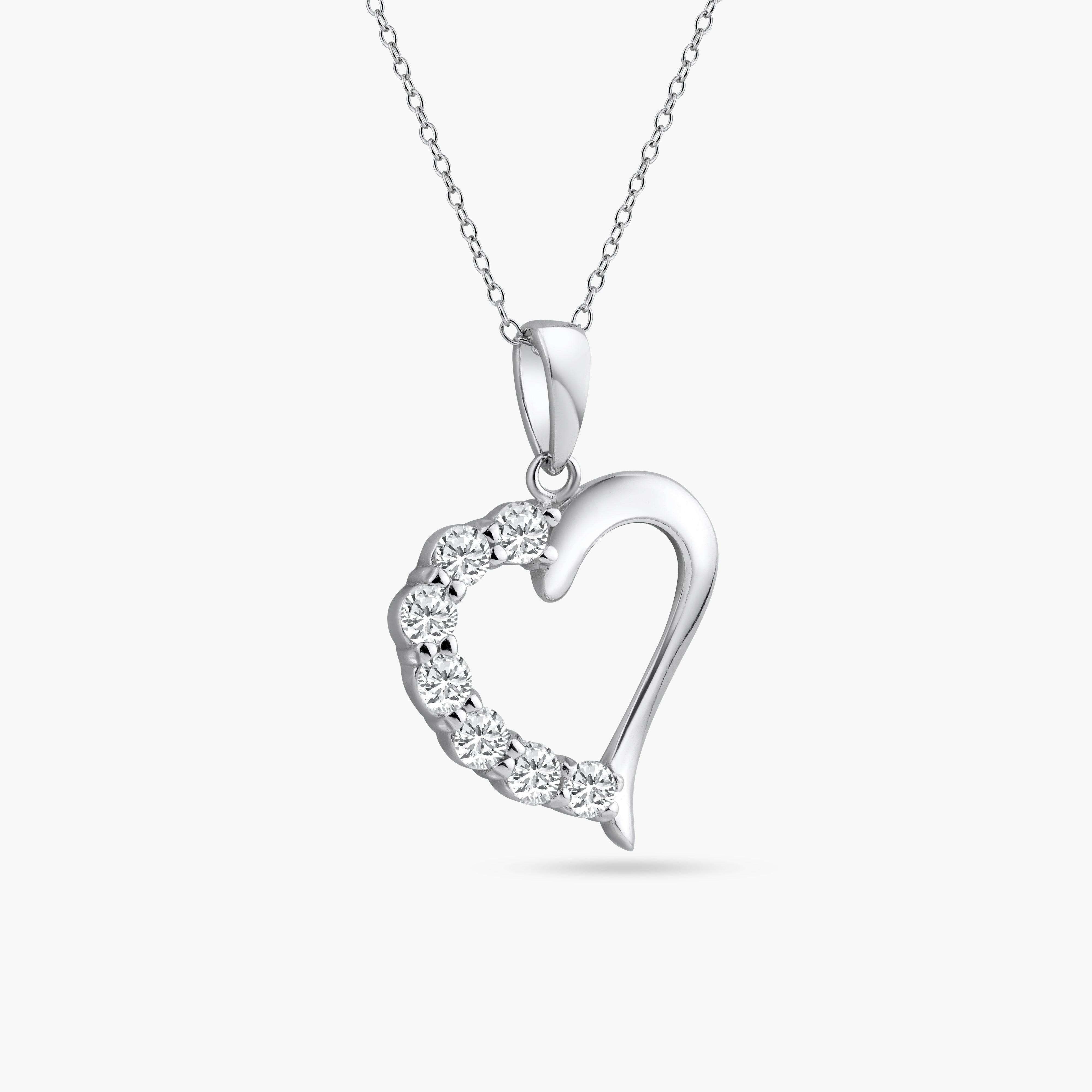 Collar de plata de ley 925 rodiada con corazón de circonitas - STP01584