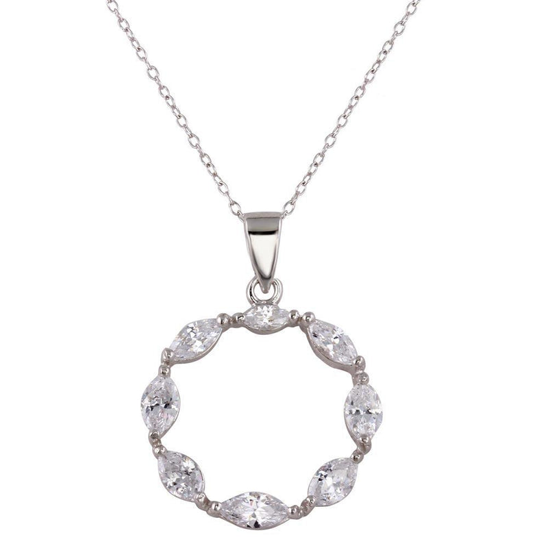 Silver 925 Rhodium Plated Open Round CZ Necklace with CZ - STP01590 | Silver Palace Inc.