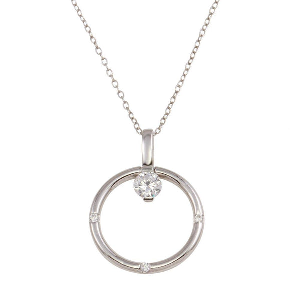 Silver 925 Rhodium Plated Ring Necklace with CZ - STP01592 | Silver Palace Inc.