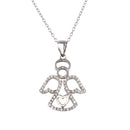 Silver 925 Rhodium Plated Clear Angel Heart Pendant with CZ - STP01600 | Silver Palace Inc.