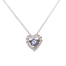 Silver 925 Rhodium Plated Open Heart CZ Pendant Necklace with Dancing CZ - STP01634BLU | Silver Palace Inc.