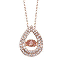 Silver 925 Rose Gold Plated Open Teardrop Pendant Necklace with Dancing CZ - STP01636RGP | Silver Palace Inc.