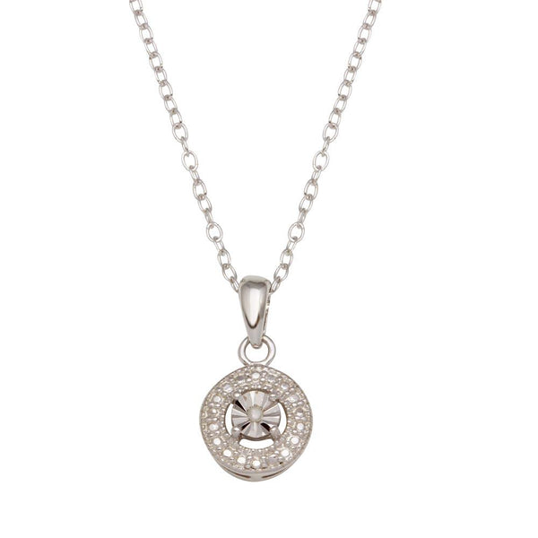 Silver 925 Rhodium Plated Round Necklace - STP01640 | Silver Palace Inc.