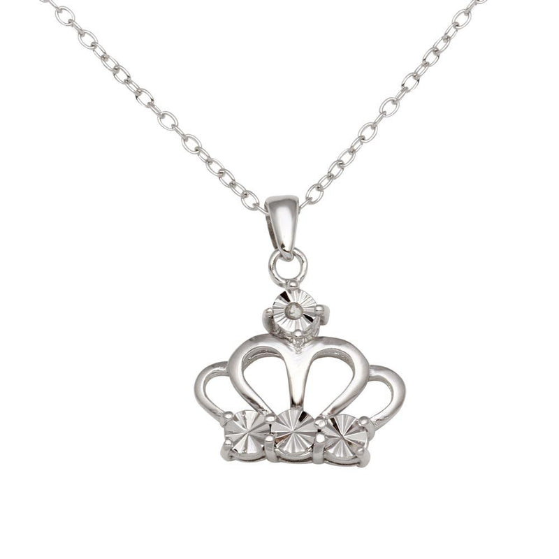 Silver 925 Rhodium Plated Crown Necklace - STP01642 | Silver Palace Inc.