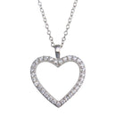 Silver 925 Rhodium Plated CZ Open Heart Necklace - STP01668 | Silver Palace Inc.