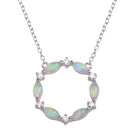 Silver 925 Rhodium Plated Open Circle Pendant with CZ and Synthetic Opal - STP01681RH | Silver Palace Inc.