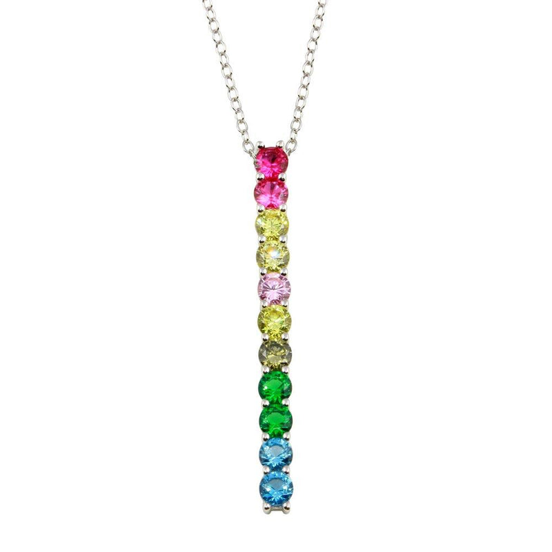 Silver 925 Rhodium Plated Colorful Dangling CZ Pendant - STP01710 | Silver Palace Inc.