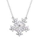 Silver 925 Rhodium Plated Snow Flakes CZ Necklace - STP01731 | Silver Palace Inc.