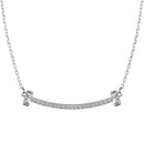 Rhodium Plated 925 Sterling Silver CZ Bar Necklace - STP01761 | Silver Palace Inc.