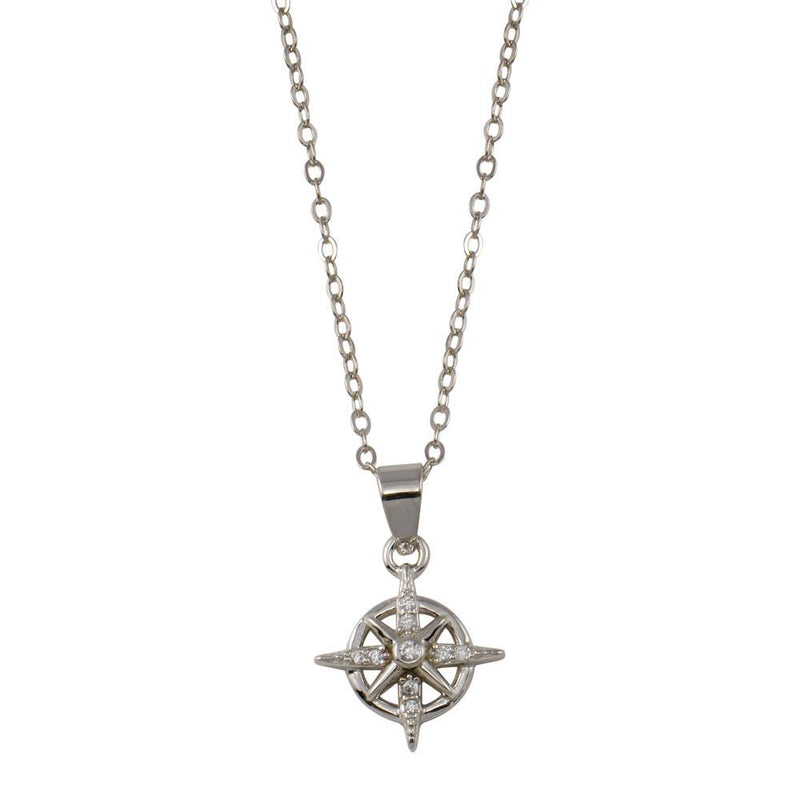 Rhodium Plated 925 Sterling Silver Northern Star CZ Necklace - STP01767 | Silver Palace Inc.