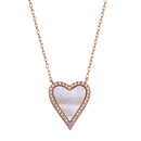 Silver 925 Rose Gold Plated Heart Mother of Pearl Necklace - STP01768RGP | Silver Palace Inc.