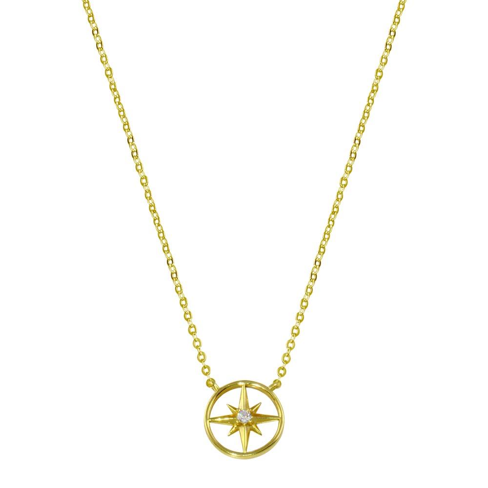Silver 925 Gold Plated Northern Star Necklace - STP01774GP | Silver Palace Inc.