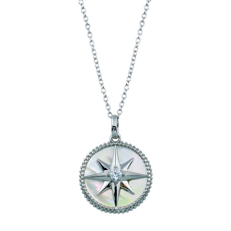 Silver 925 Northern Star CZ Mother of Pearl Pendant - STP01777 | Silver Palace Inc.