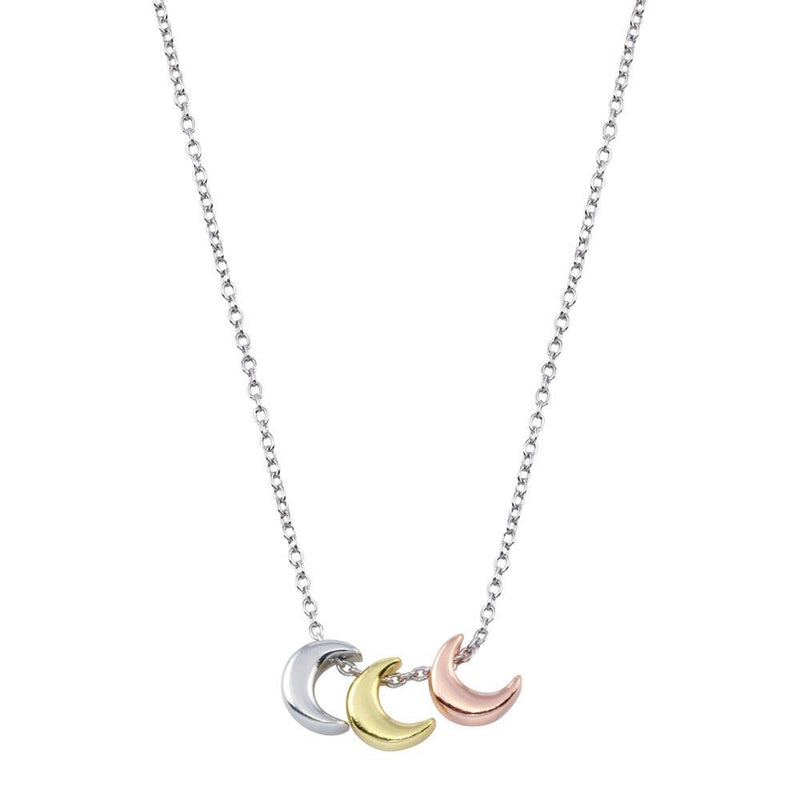 Rhodium Plated 925 Sterling Silver Multi Color Moon Necklace  - STP01795 | Silver Palace Inc.