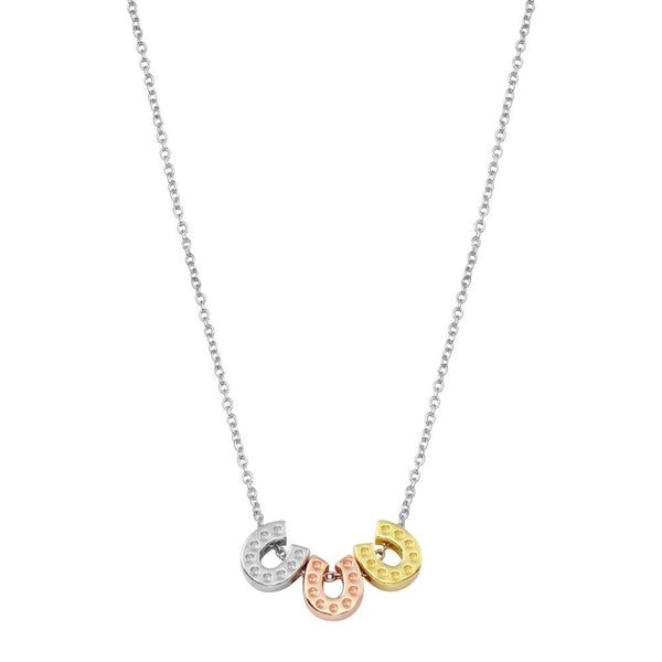 Silver 925 Rhodium Plated Multicolor Horseshoe Necklace  - STP01799 | Silver Palace Inc.