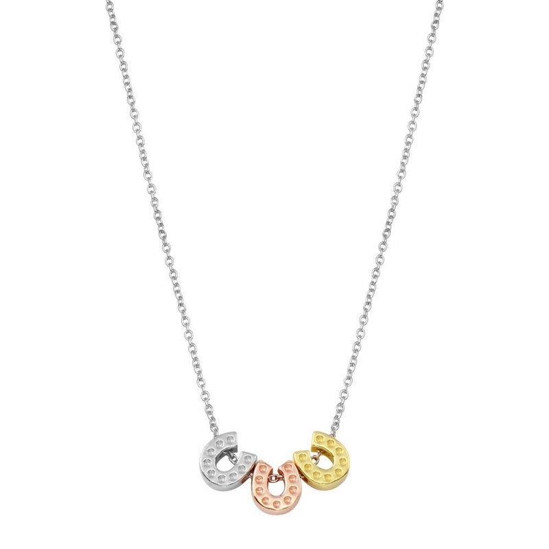 Rhodium Plated 925 Sterling Silver Multicolor Horseshoe Necklace  - STP01799 | Silver Palace Inc.