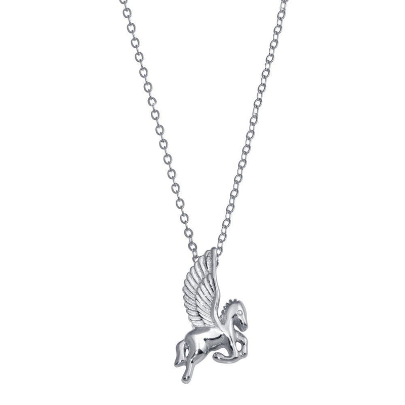 Rhodium Plated 925 Sterling Silver Pegasus Necklace - STP01804 | Silver Palace Inc.