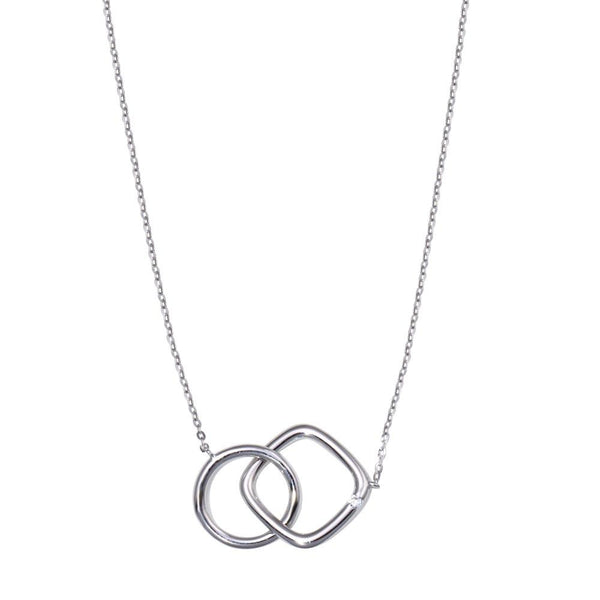 Rhodium Plated 925 Sterling Silver Round and Square Link Necklace - STP01832 | Silver Palace Inc.