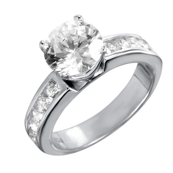 Silver 925 Rhodium Plated Solitaire CZ Ring - STR00024 | Silver Palace Inc.