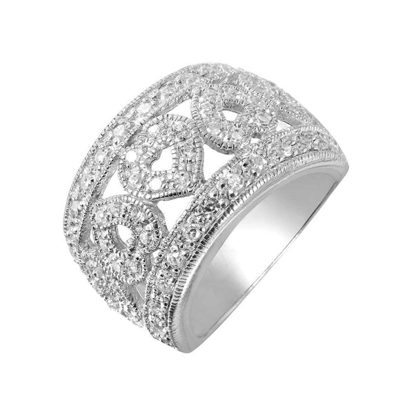 Closeout-Silver 925 Rhodium Plated CZ Heart Ring - STR00094 | Silver Palace Inc.