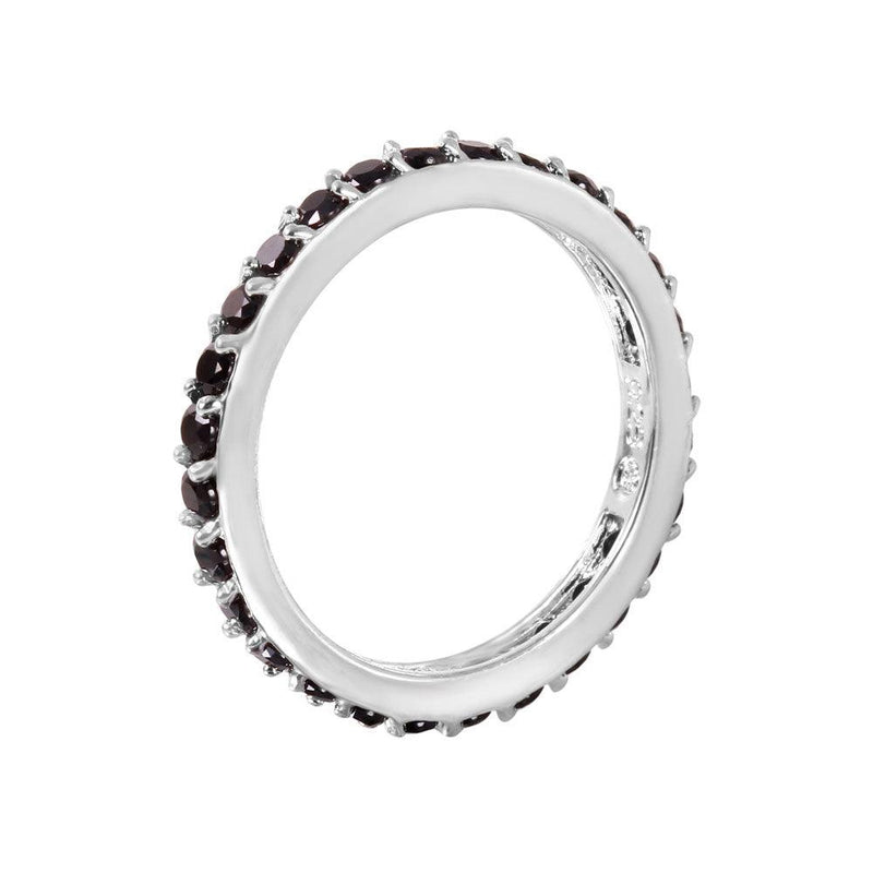 Silver 925 Rhodium Plated Black CZ Stackable Eternity Ring - STR00119BLK