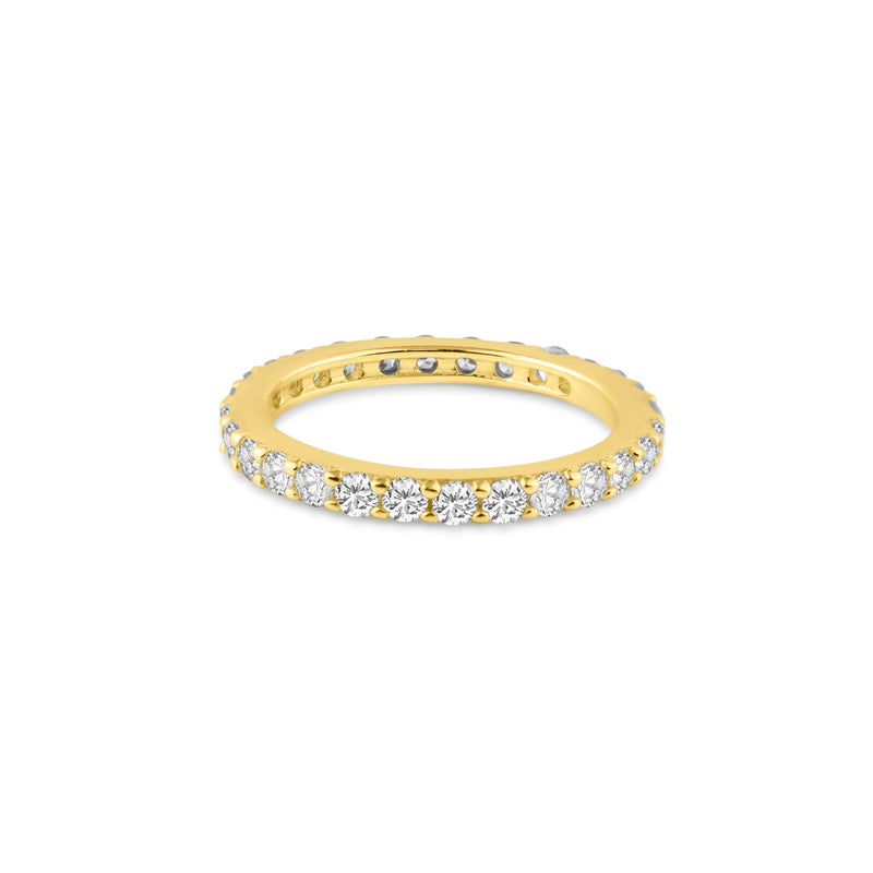 Silver 925 Gold Plated Clear CZ Stackable Eternity Ring - STR00119GP
