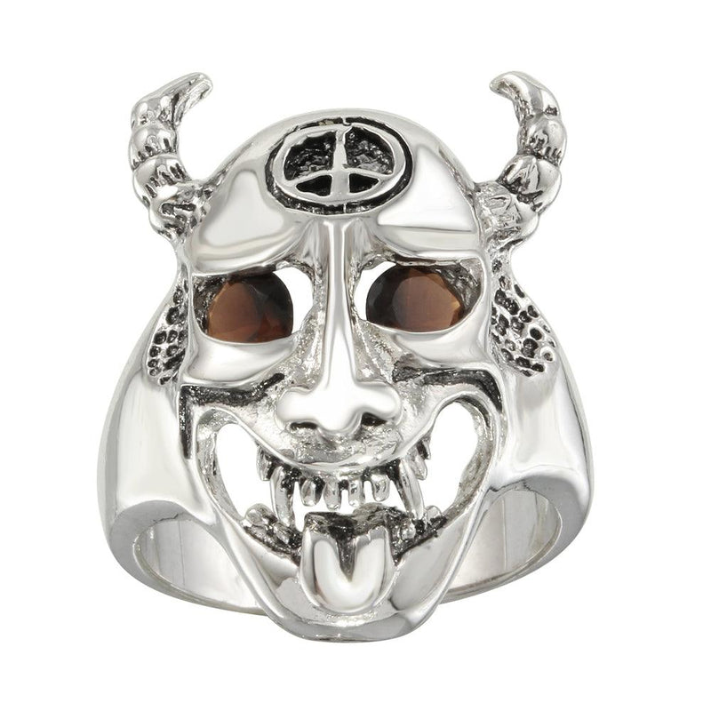 Closeout-Silver 925 Rhodium Plated Red CZ Ghoul Ring - STR00162 | Silver Palace Inc.