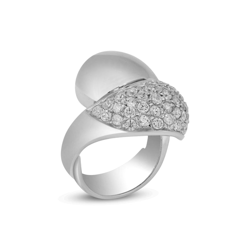 Closeout-Silver 925 Rhodium Plated Twist CZ Ring Plated - STR00186 | Silver Palace Inc.