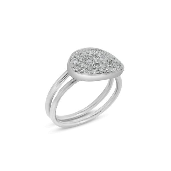 Closeout-Silver 925 Rhodium Plated Pave Set CZ Oval Ring - STR00205 | Silver Palace Inc.