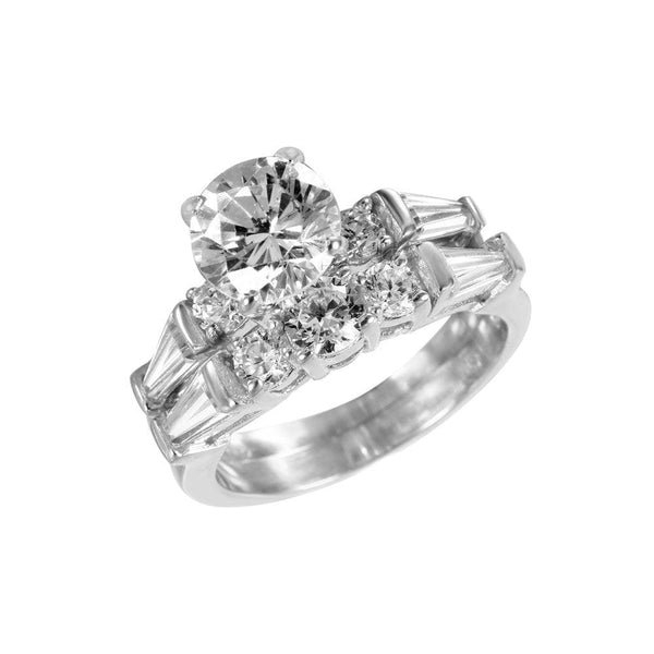 Silver 925 Rhodium Plated Round Center CZ Ring - STR00227 | Silver Palace Inc.