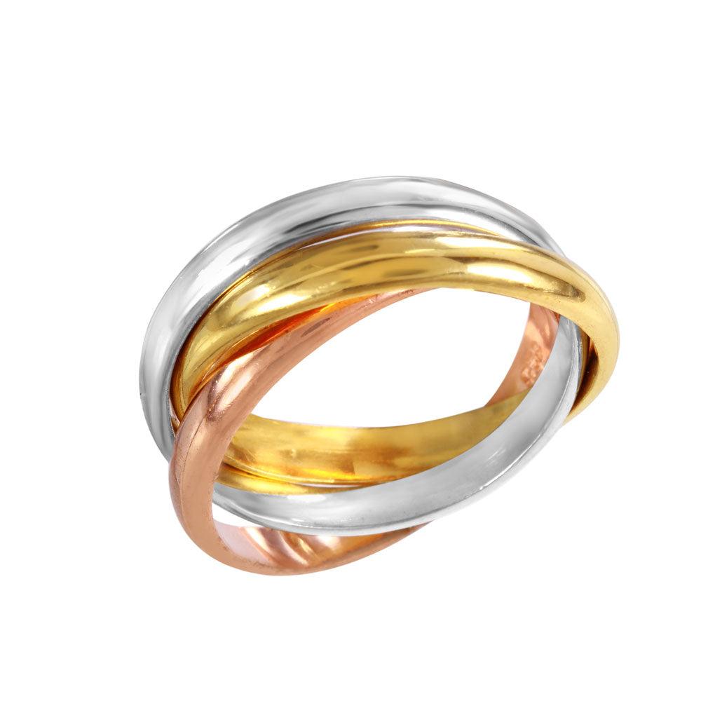 Anillo móvil chapado en plata 925, rodio, oro y oro rosa - STR00281