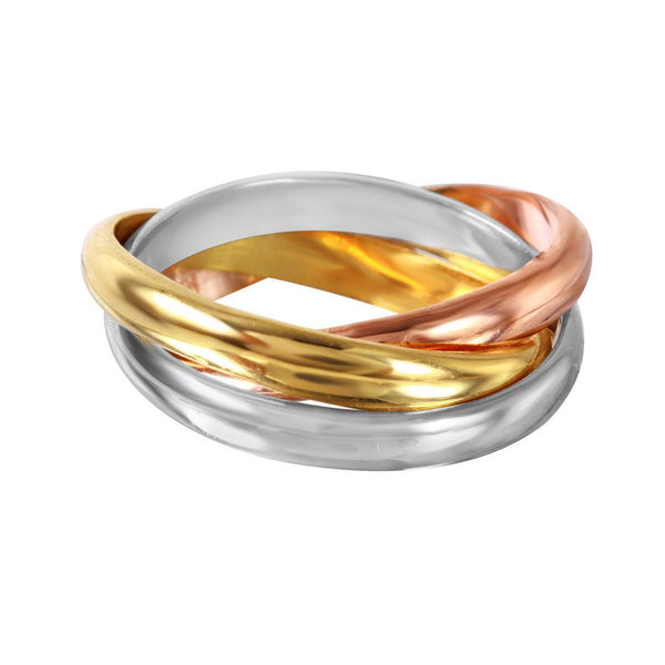 Silver 925 Rhodium, Gold, and Rose Gold Plated Movable Ring - STR00281 | Silver Palace Inc.