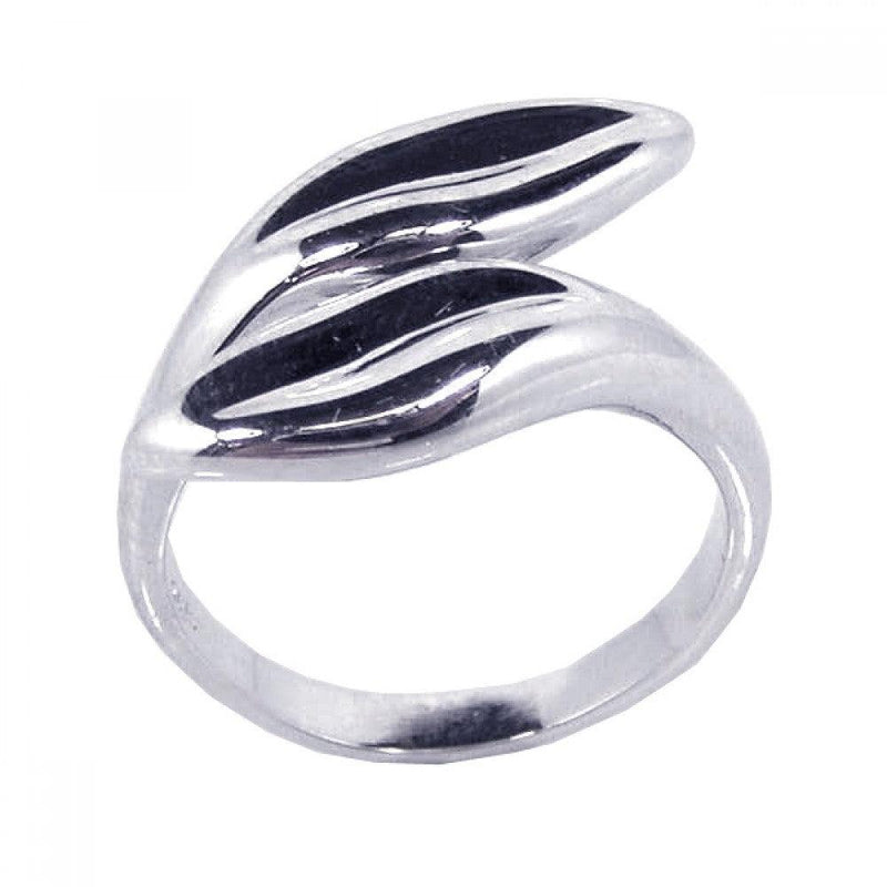 Closeout-Silver 925 Rhodium Plated Twin Leaf Ring - STR00384 | Silver Palace Inc.