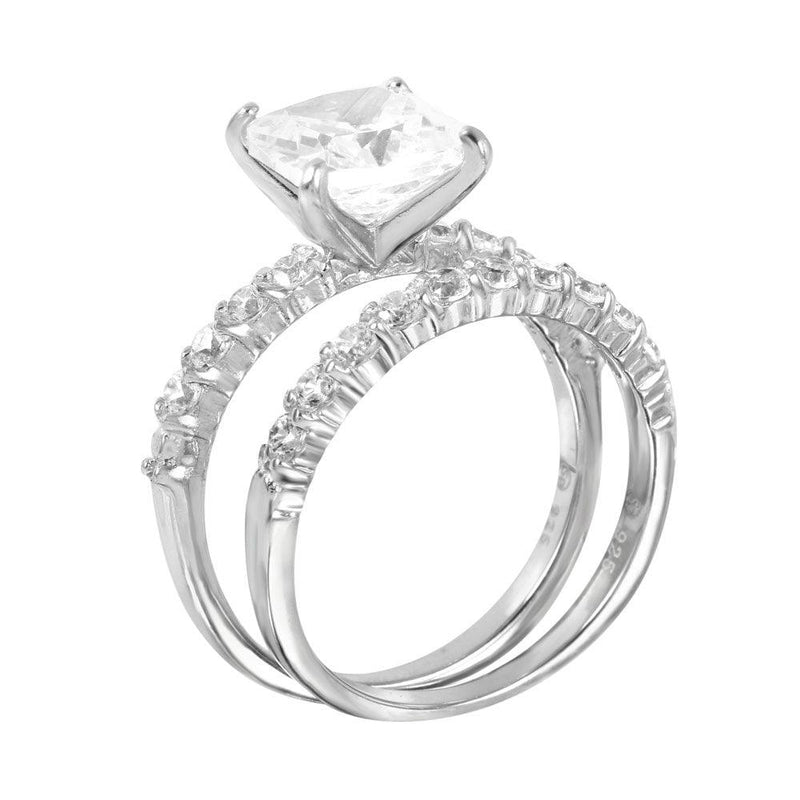 Silver 925 Rhodium Plated CZ Stackable Ring Set - STR00389