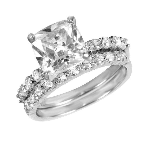 Silver 925 Rhodium Plated CZ Stackable Ring Set - STR00389 | Silver Palace Inc.