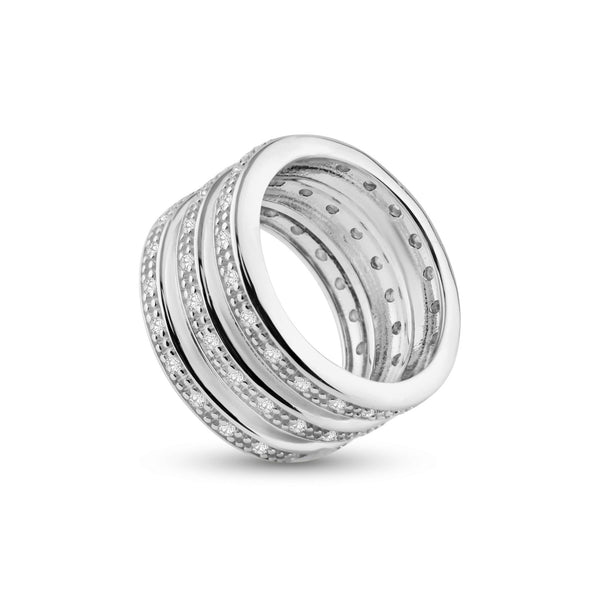 Silver 925 Rhodium Plated CZ Thick Channel Ring - STR00548 | Silver Palace Inc.