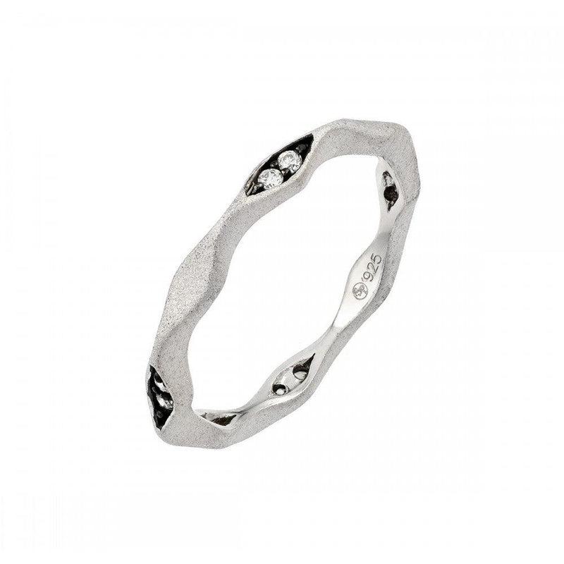Silver 925 Rhodium and Black Rhodium Plated Clear CZ Eternity Ring - STR00878 | Silver Palace Inc.