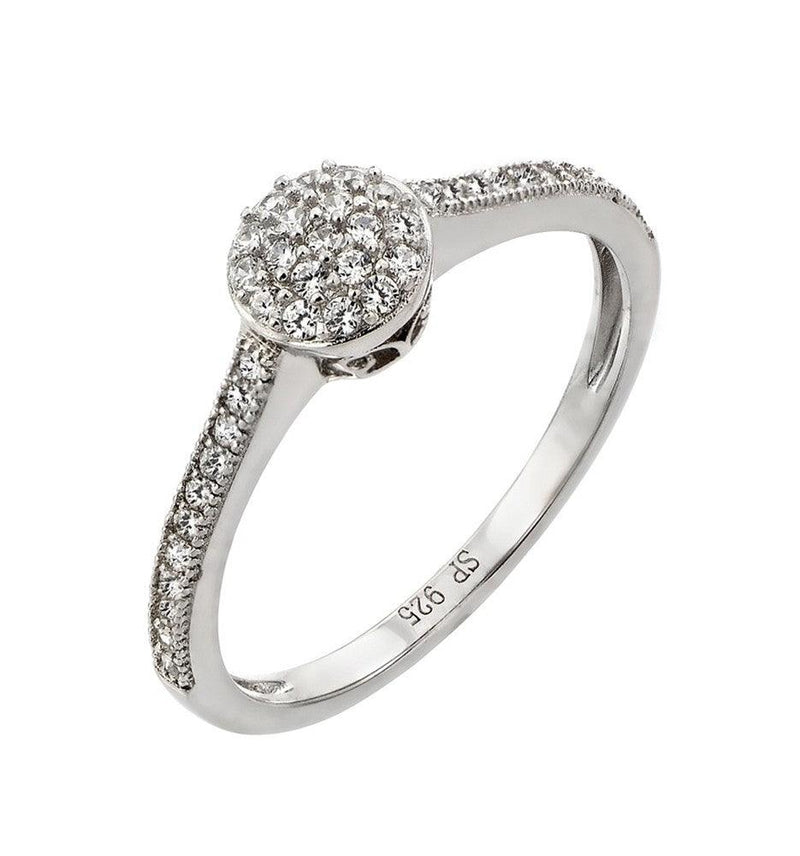 Silver 925 Rhodium Plated Round Clear CZ Graduated Double Ring - STR00918 | Silver Palace Inc.