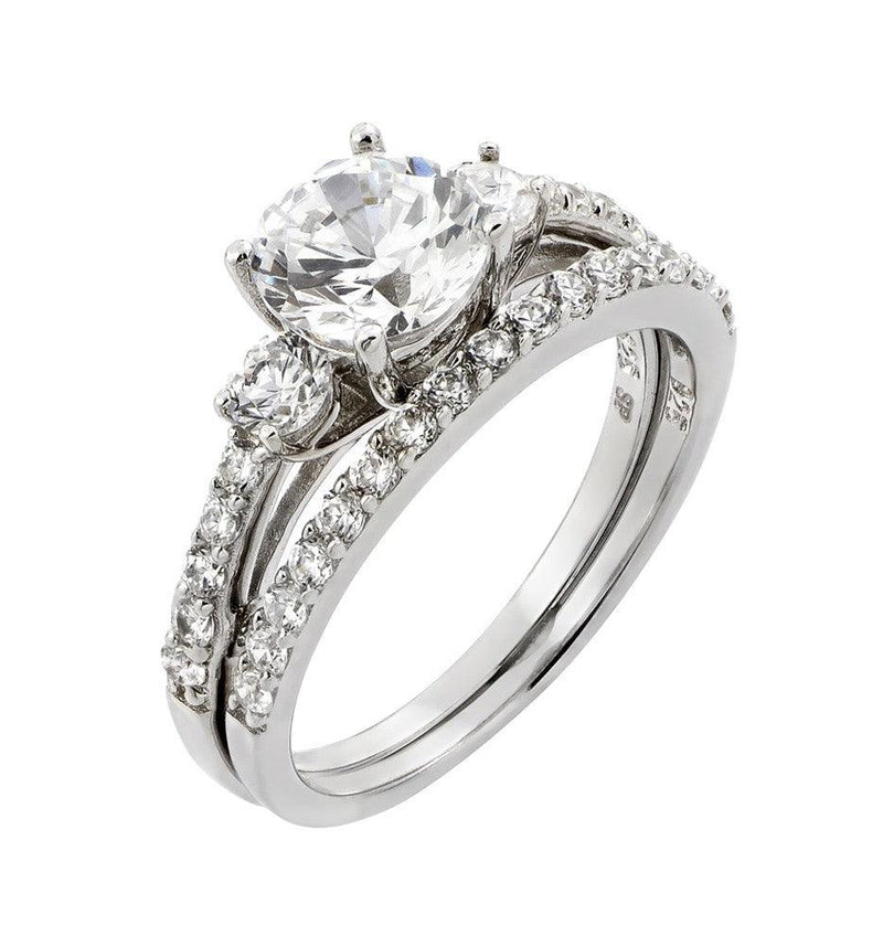 Silver 925 Rhodium Plated Present Past Future CZ Ring - STR00919 | Silver Palace Inc.